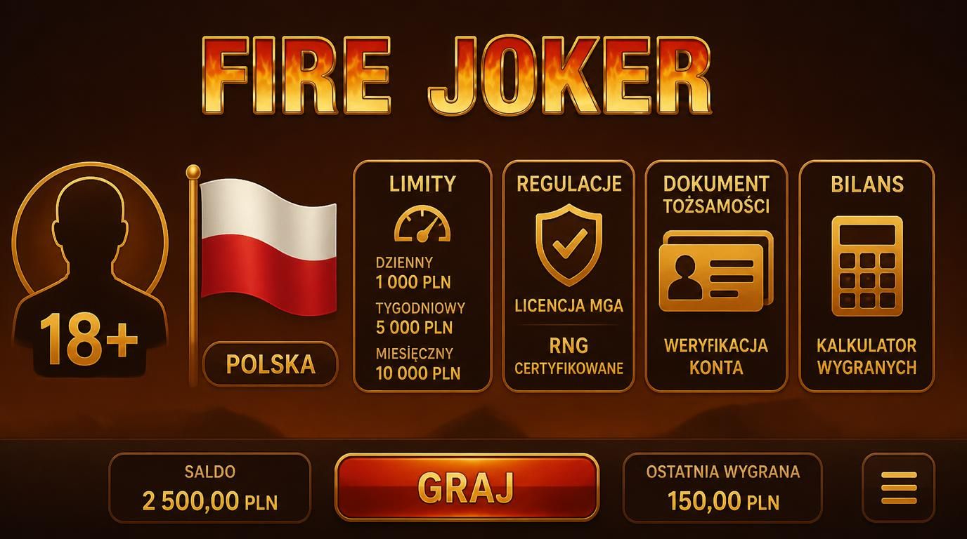 Warunki wiekowe i zgodność prawna rejestracji w Fire Joker Casino dla graczy z Polski.